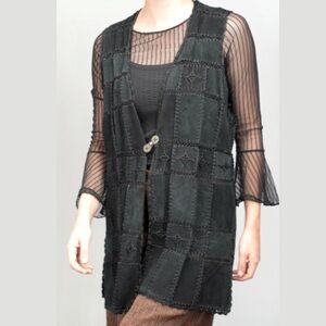 Vintage 70s Vanity Studios Crochet Suede Leather Vest